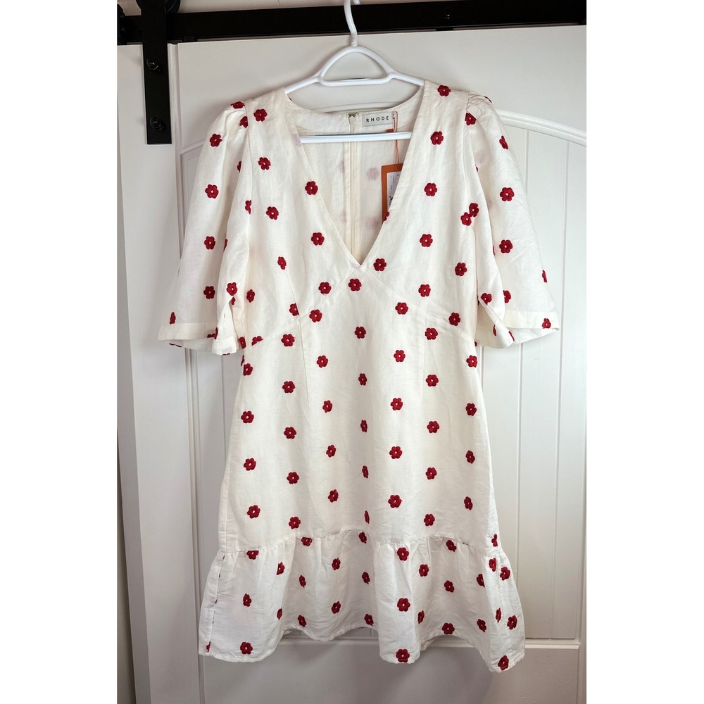 Anthropologie x Rhode Mariana Dress Scarlet Daisy White Red Floral Mini NWT - Picture 2 of 6